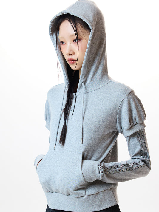 luvistrue-IM PUFF HOOD TEE(GRAY / BLACK)