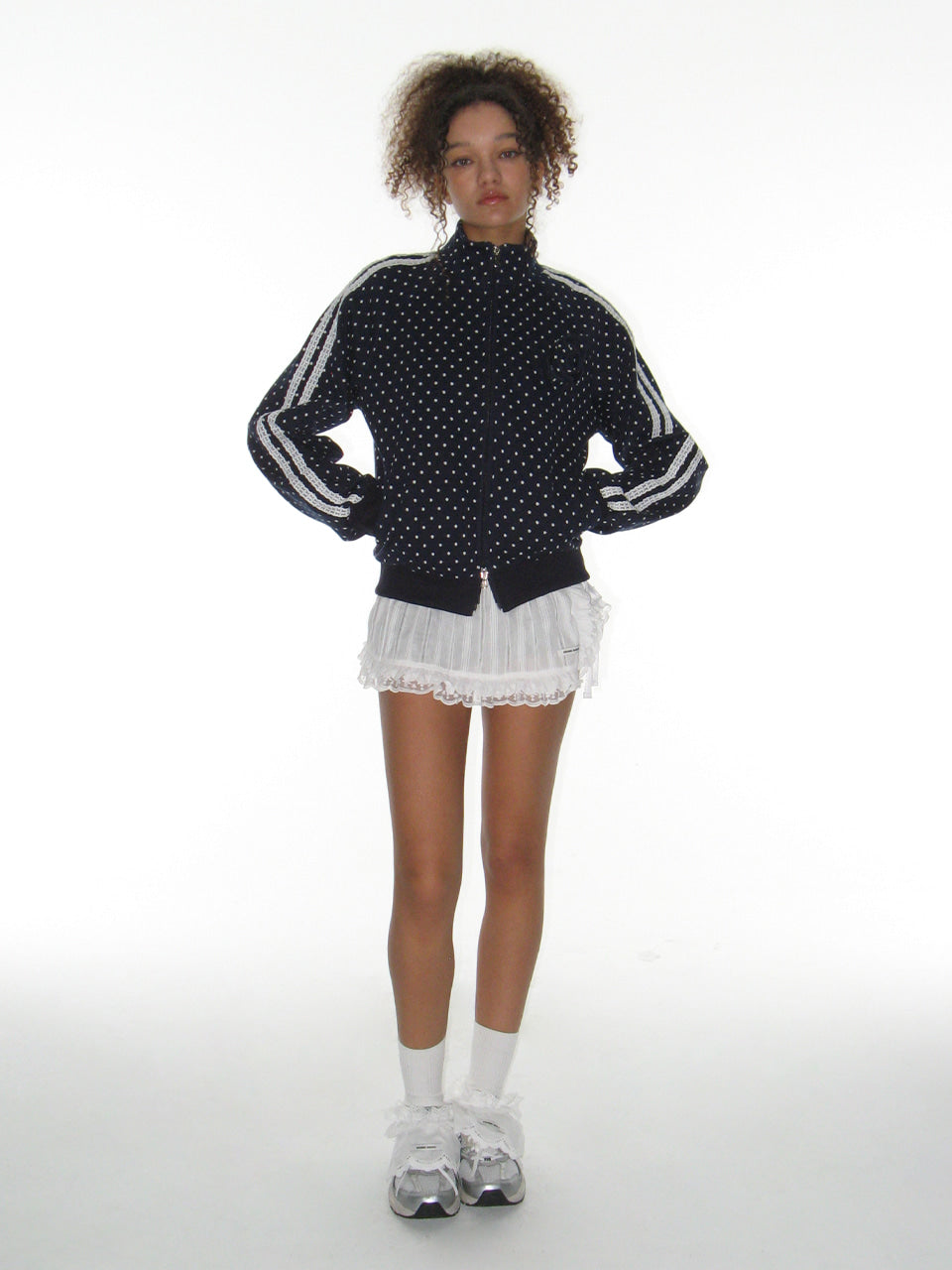 crank-ROSE DOT TRACK JACKET( BLACK / NAVY /OATMEAL )