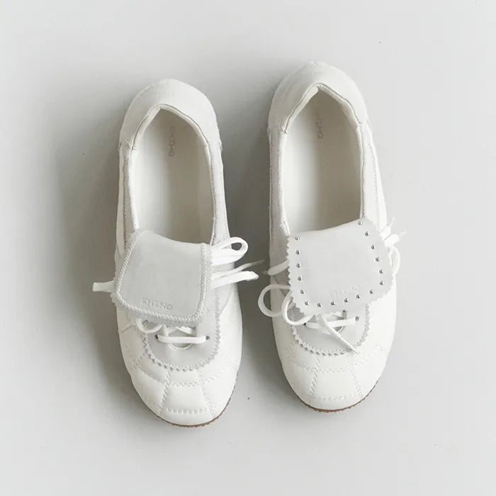 khiho - 3-Way Foldover Tongue Sneakers / White