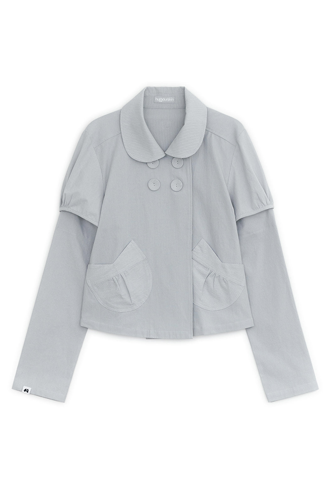 hugyourskin-Detachable round jacket (Black / Charcoal / Graish Blue )