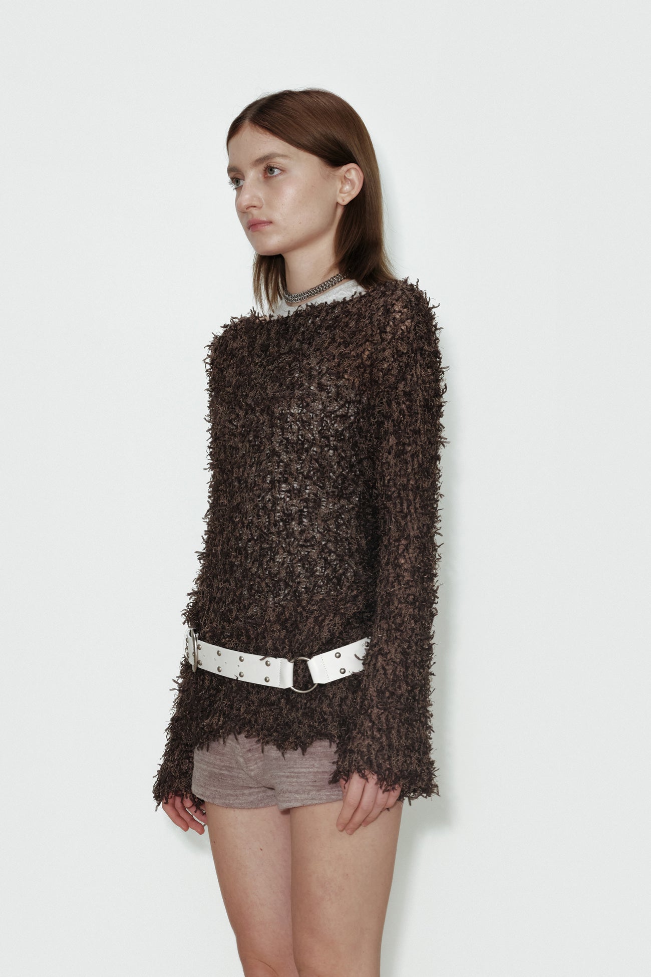 cerric - TWO RING RIVET BELT / WHITE