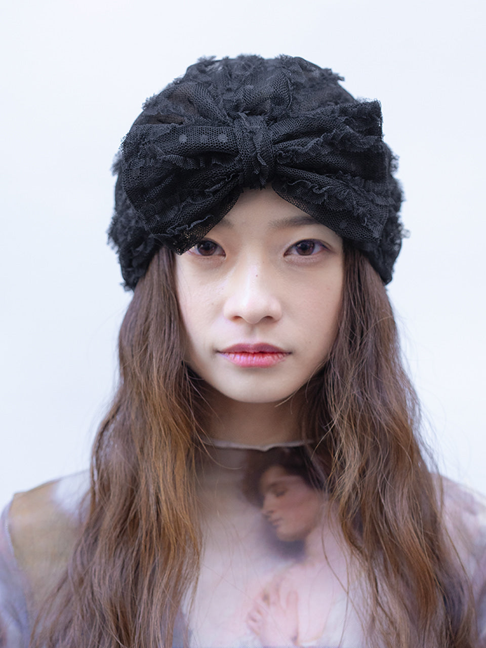 FLORAL LACE TURBAN IN BLACK