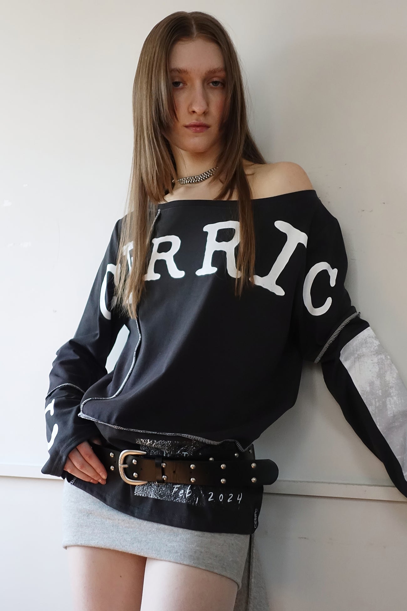 cerric - TWO RING RIVET BELT / BLACK
