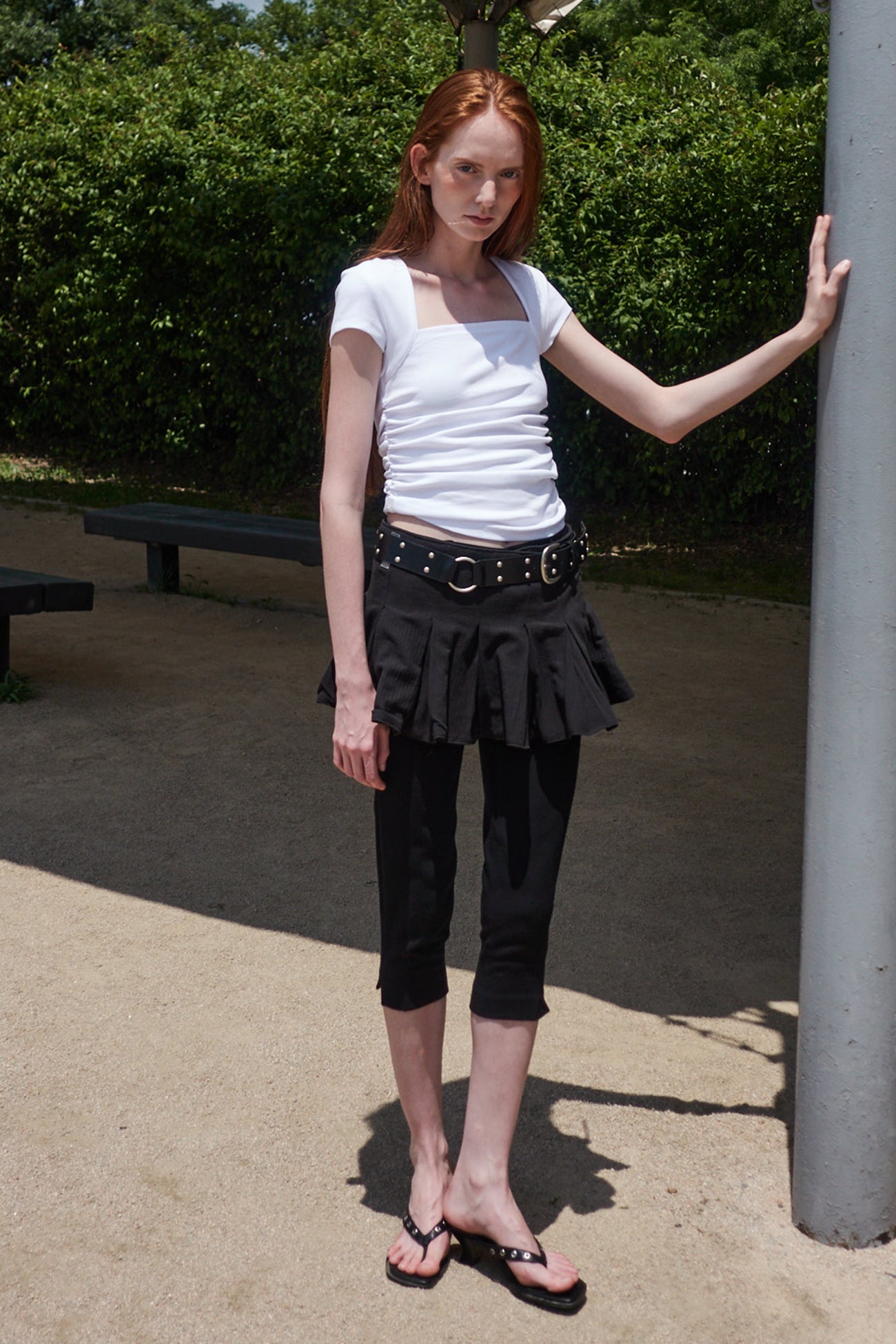cerric - TWO RING RIVET BELT / BLACK