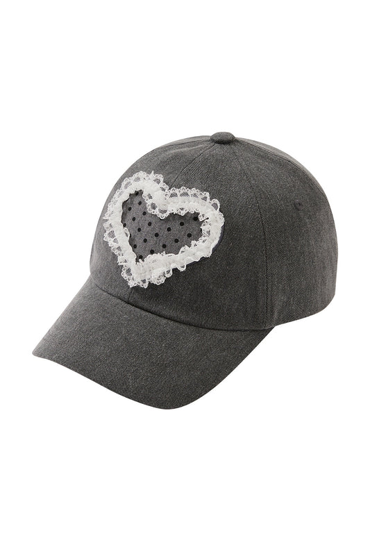illigo - Lace Heart Dot Ball Cap Grey