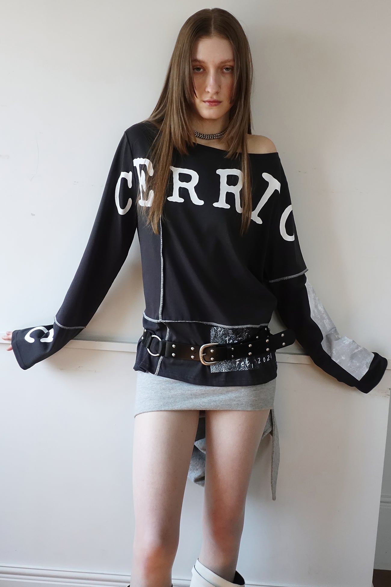 cerric - TWO RING RIVET BELT / BLACK