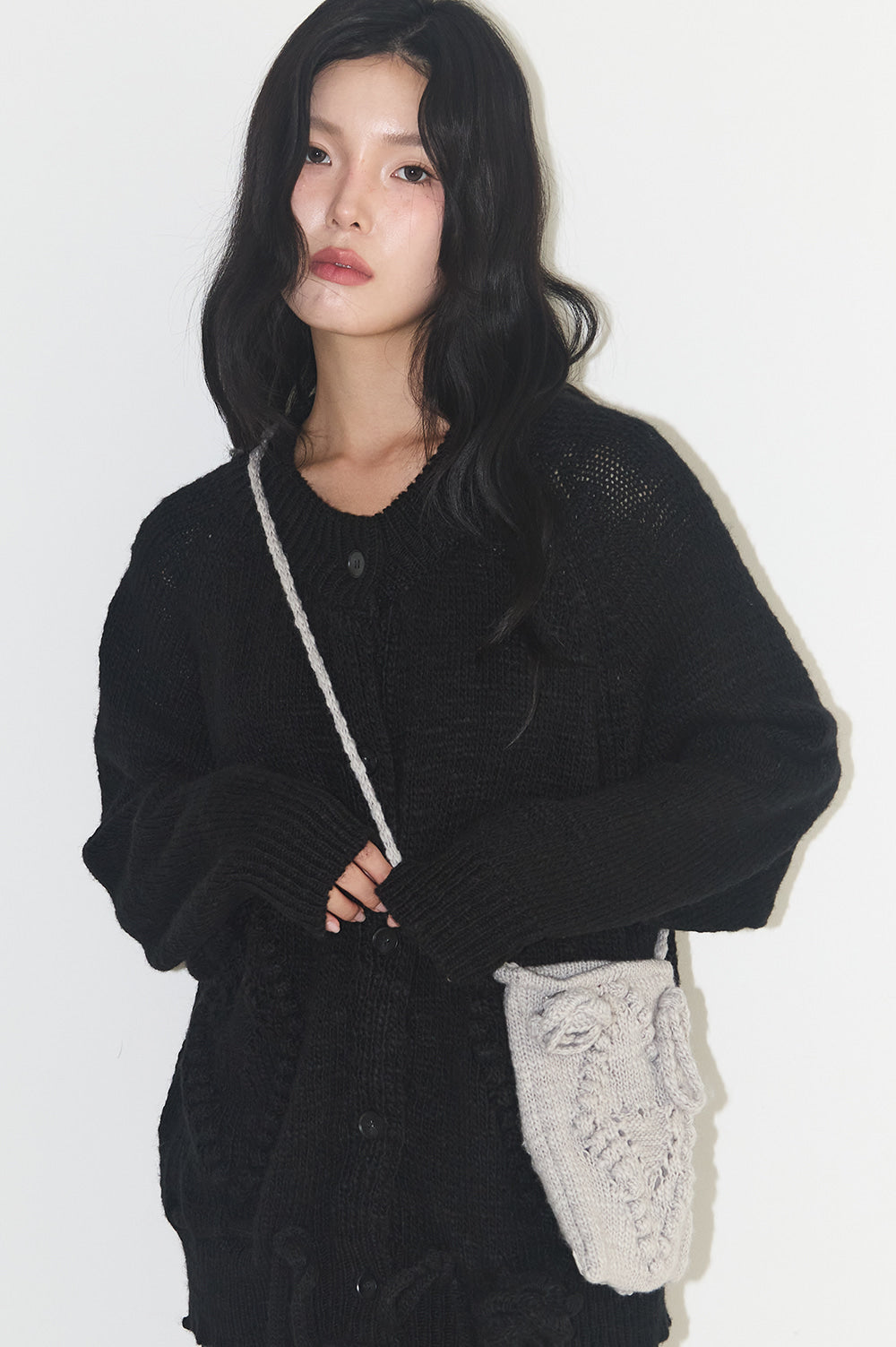illigo - Fleur Diamond Knit Cross Bag Gray