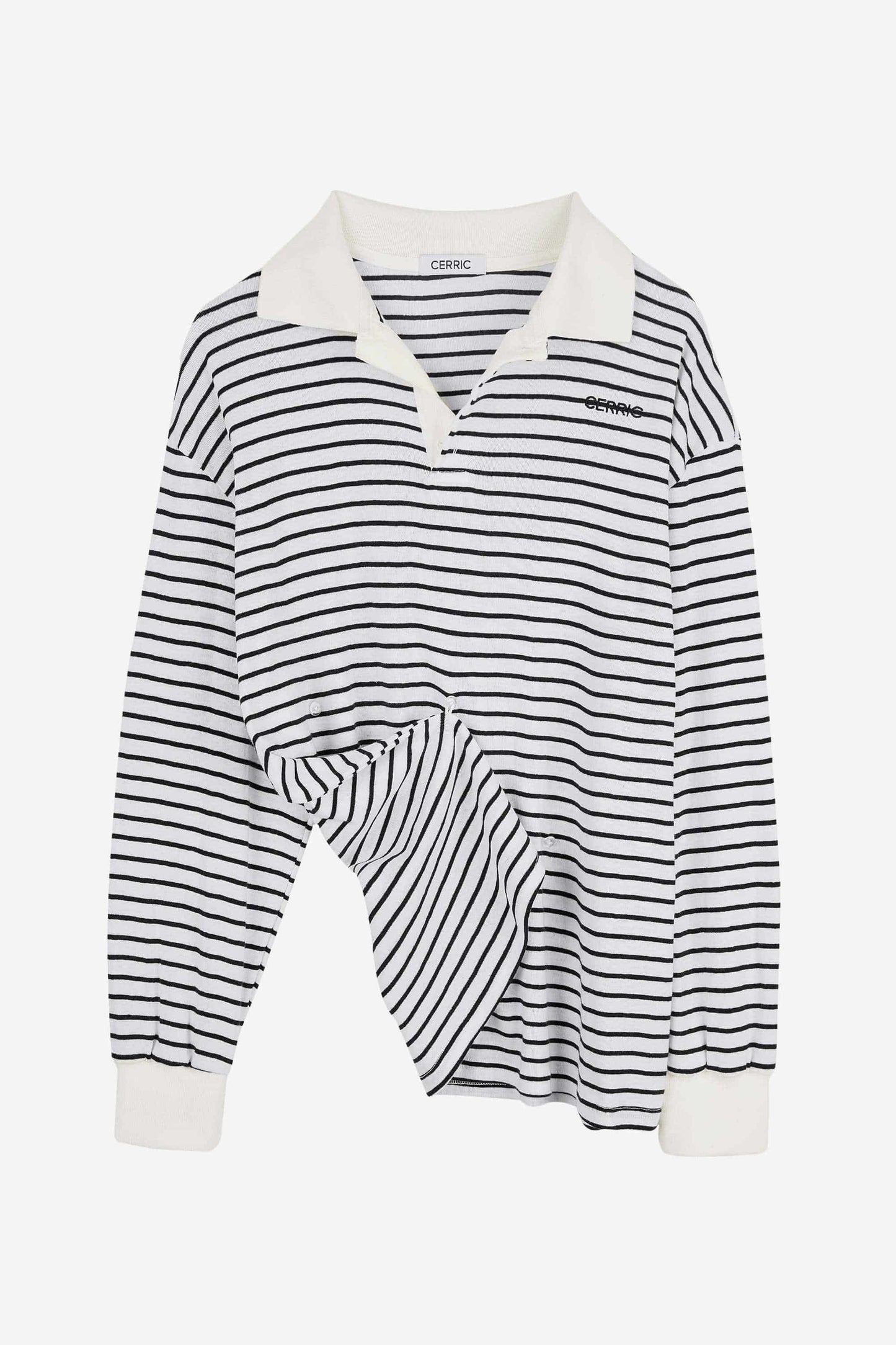 cerric - STRIPE BUTTON PINCH TOP / WHITE