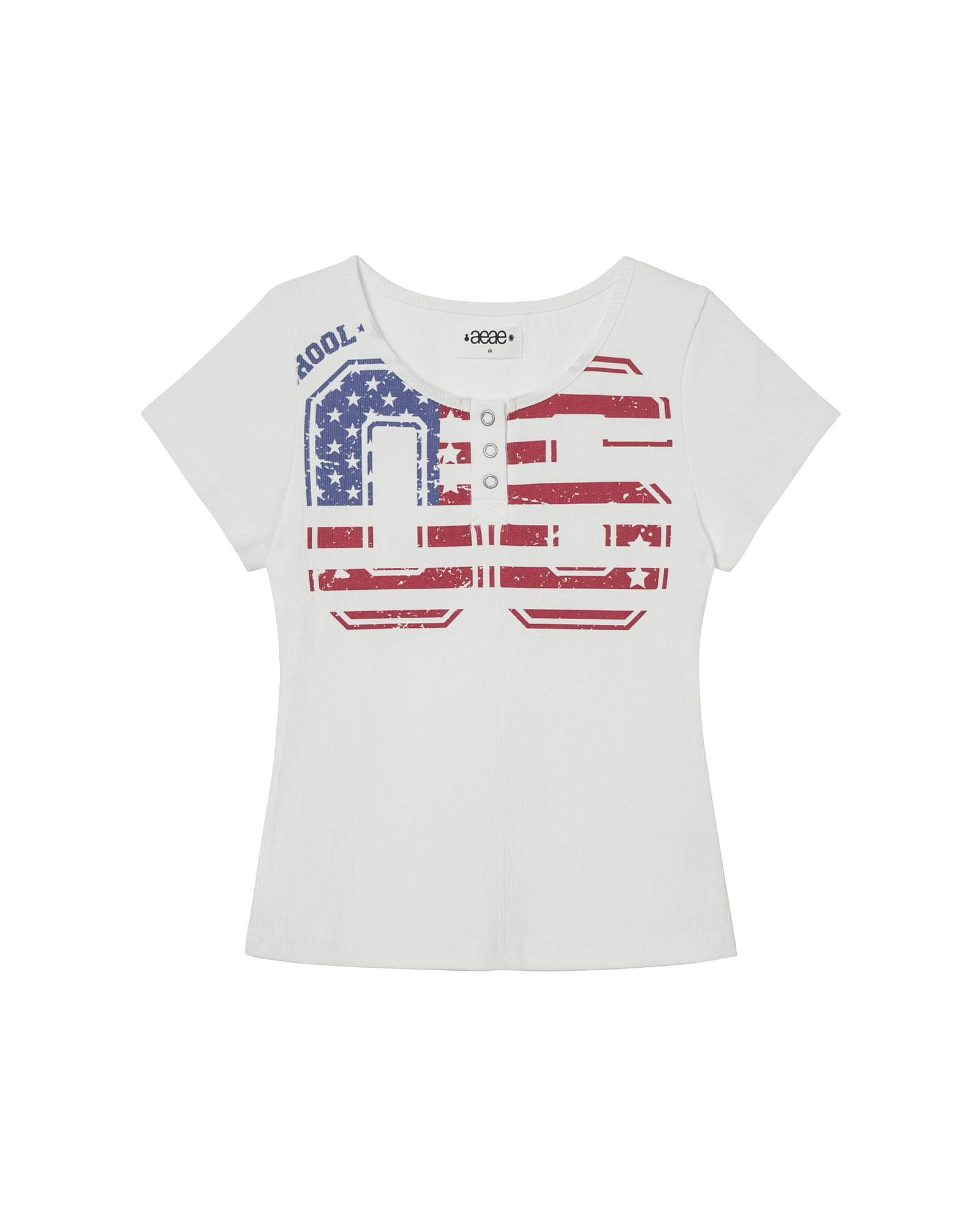 aeae - [8/1 예약발송] USA BANNER HENLY NECK TEE [WHITE