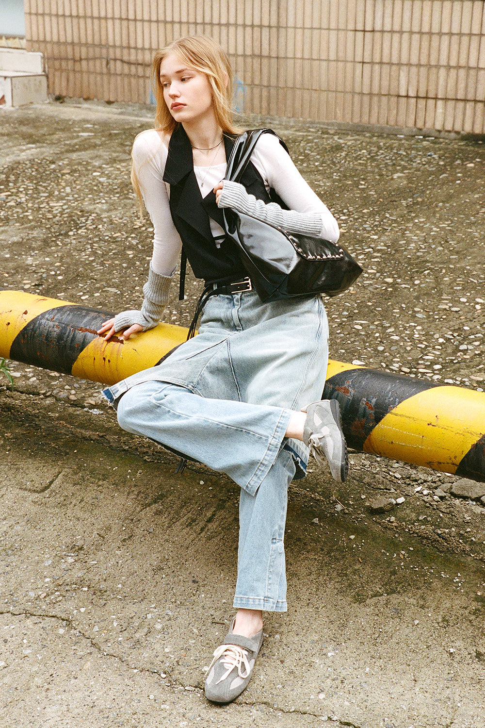 KHIHO - PINKING MARY JANE SNEAKERS / GREY