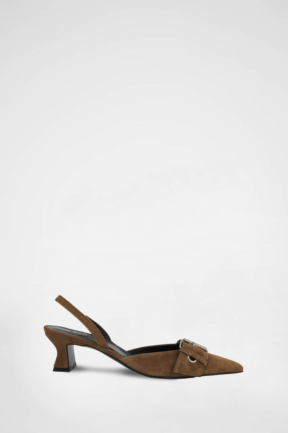 KHIHO - POINTED BUCKLE SLINGBACKS / BROWN SUEDE