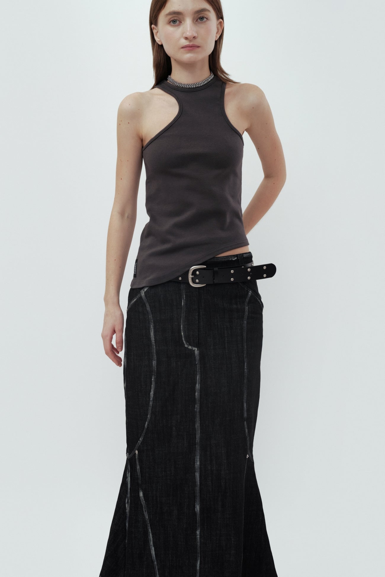 cerric - TWO RING RIVET BELT / BLACK
