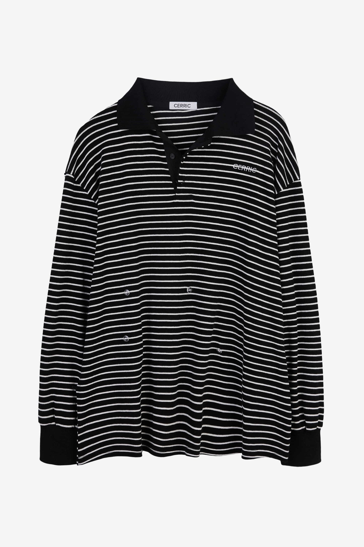 cerric - STRIPE BUTTON PINCH TOP / BLACK