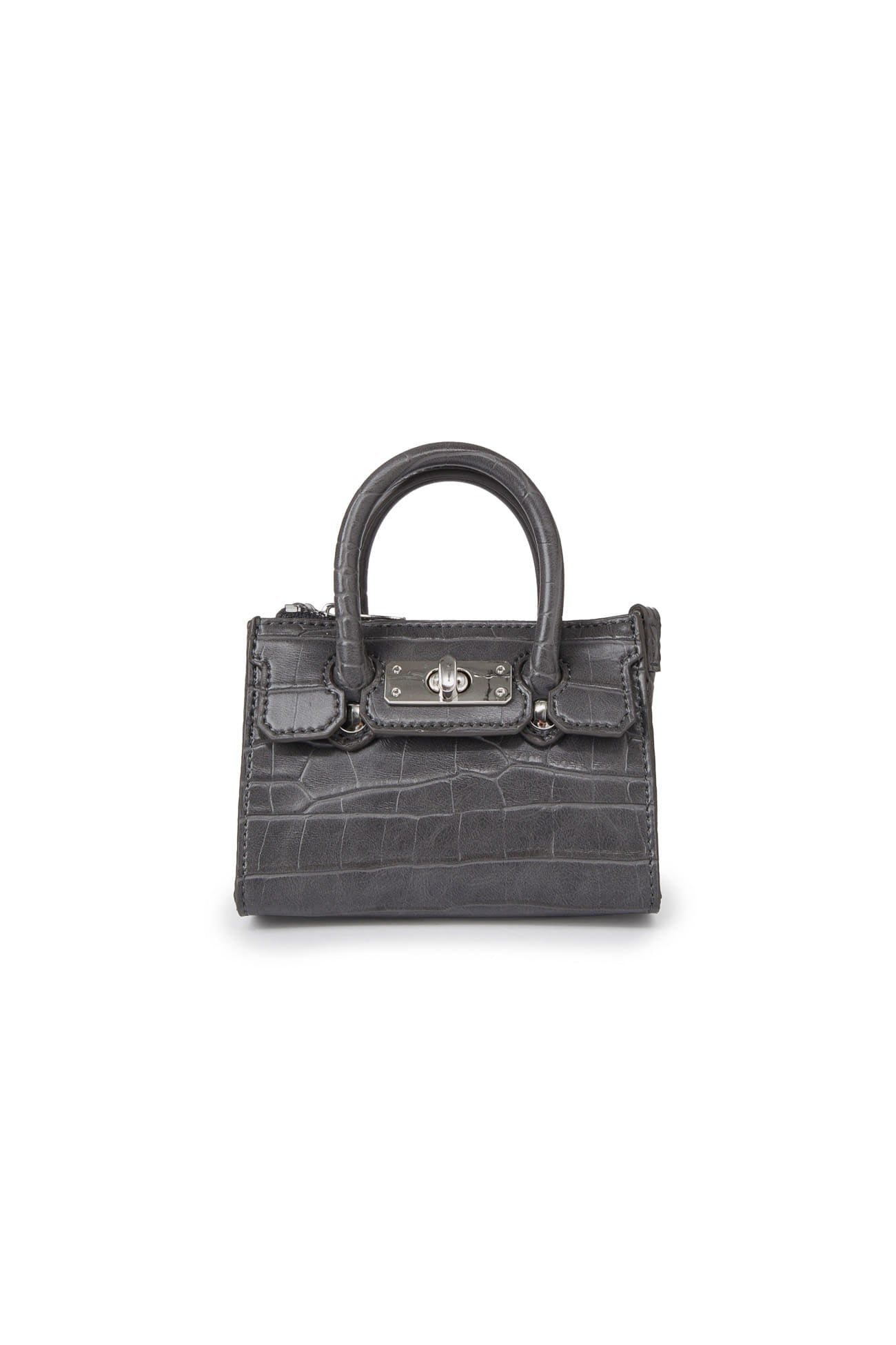 Deinet - CROCODILE PATTERN CHAIN MINI BAG IN CHARCOAL