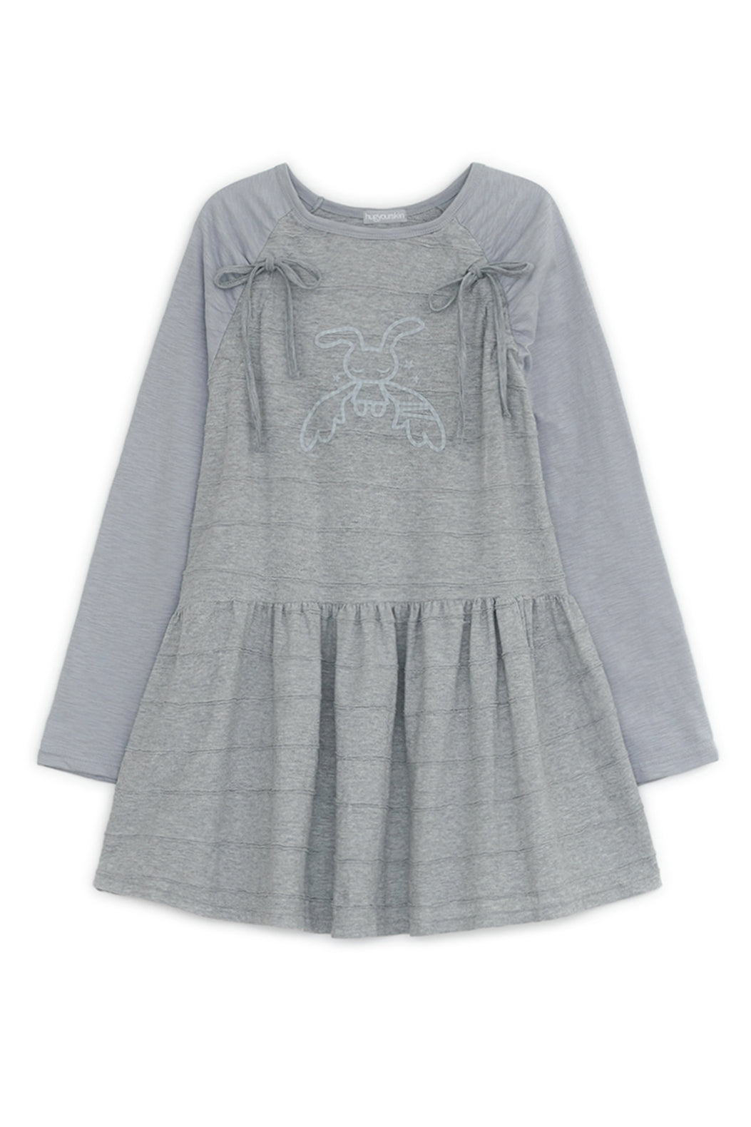 hugyourskin-Angel patched raglan dress (Black Charcoal / Gray / White Pink)