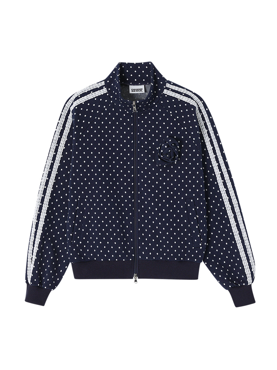crank-ROSE DOT TRACK JACKET( BLACK / NAVY /OATMEAL )
