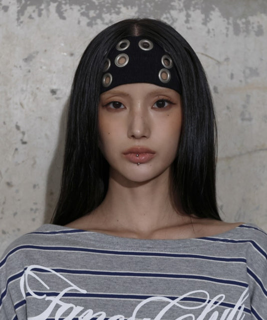 Fancyclub - FF EYELET HAIRBAND (BLACK) F25ZE034