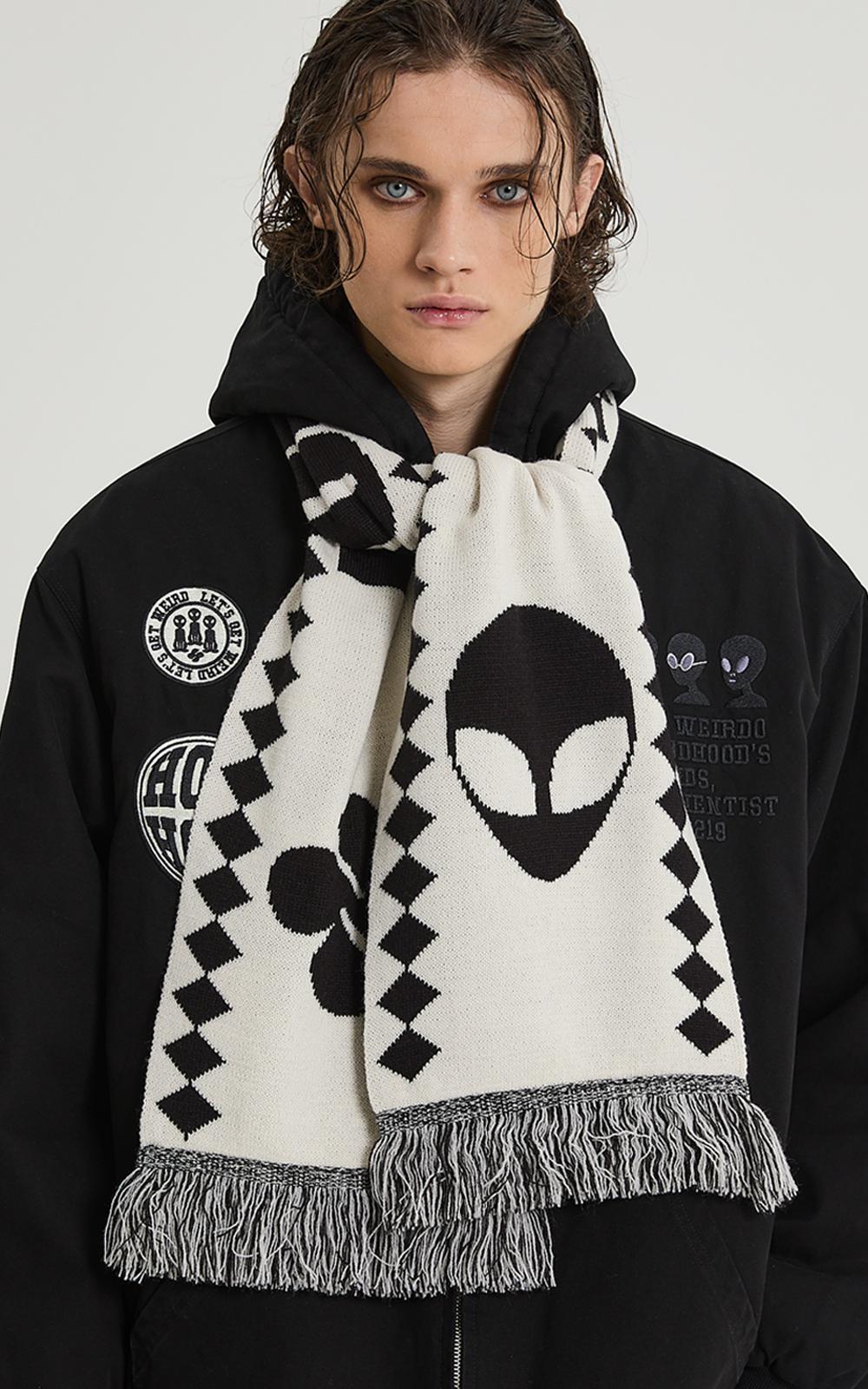 HOODHOOD - Reversible Logo Knit Muffler Black