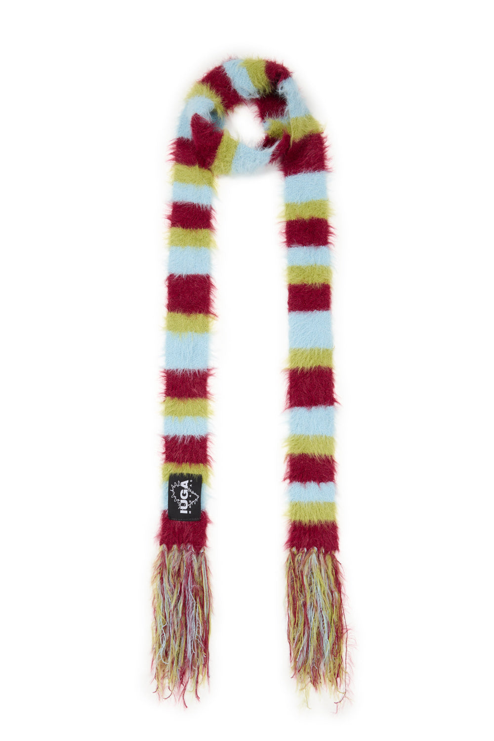 IUGA - Striped Hairy Skinny Muffler (Burgundy)