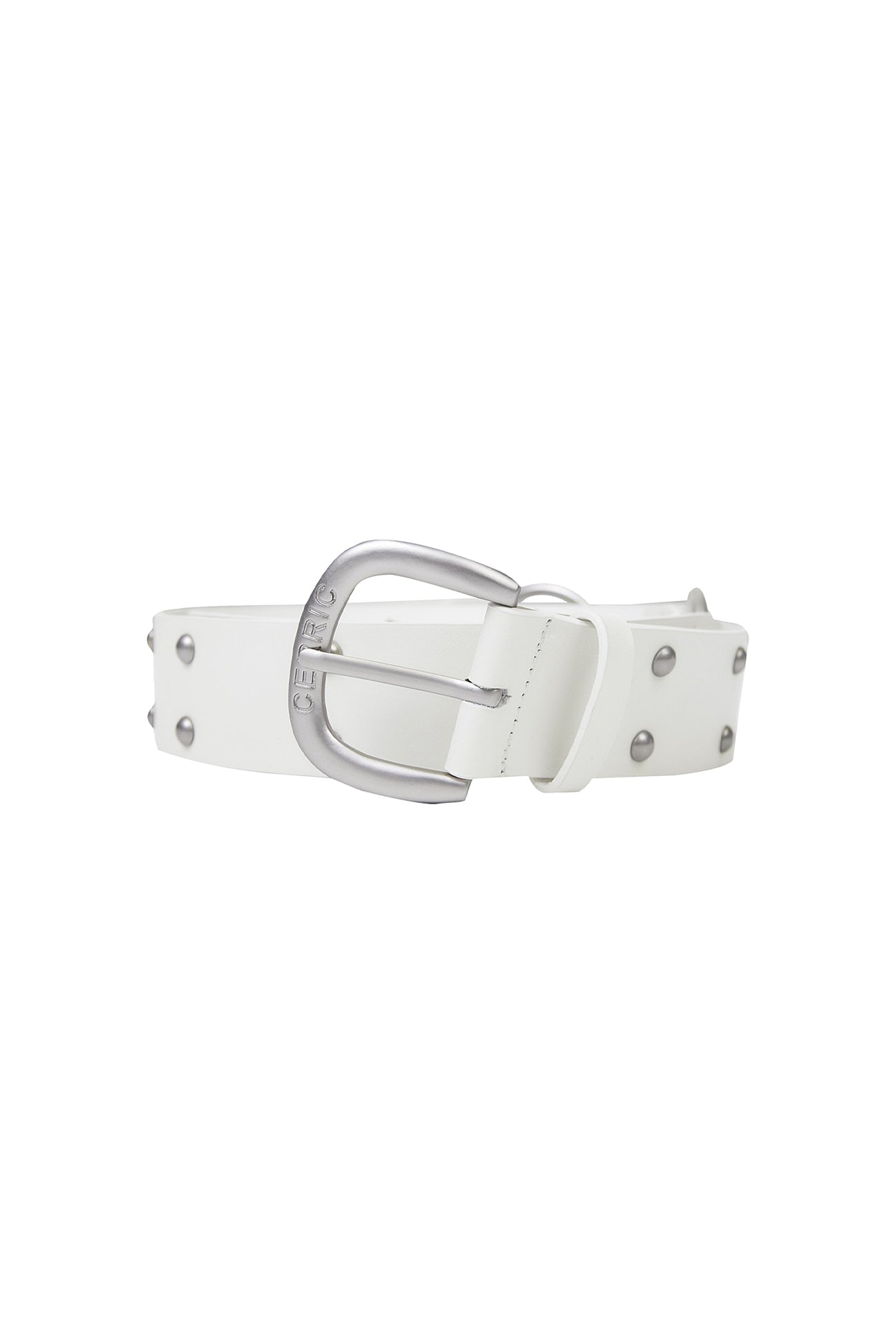 cerric - TWO RING RIVET BELT / WHITE