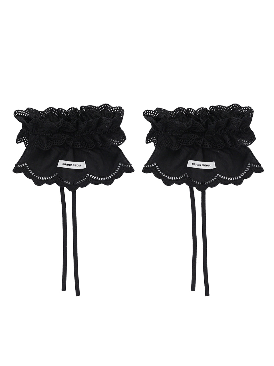 crank-COTTON FRILL SHOE COVER_ (WHITE / BLACK )