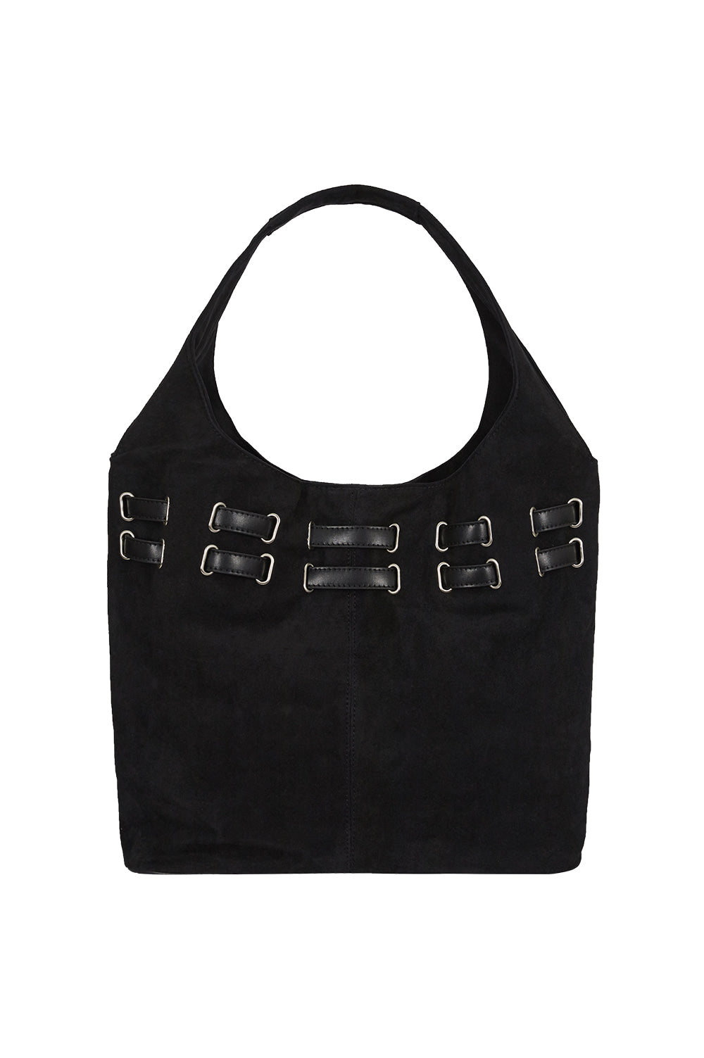 illigo - Belted Suede Shoulder Bag Black