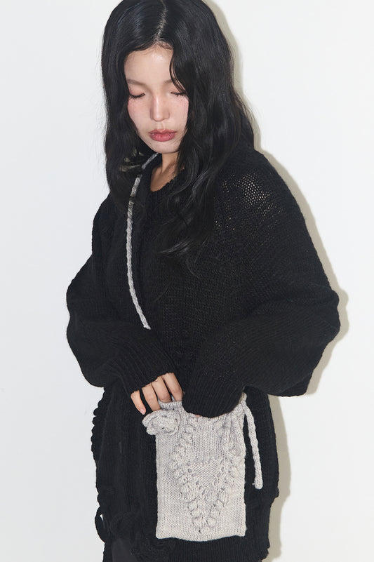 illigo - Fleur Diamond Knit Cross Bag Gray