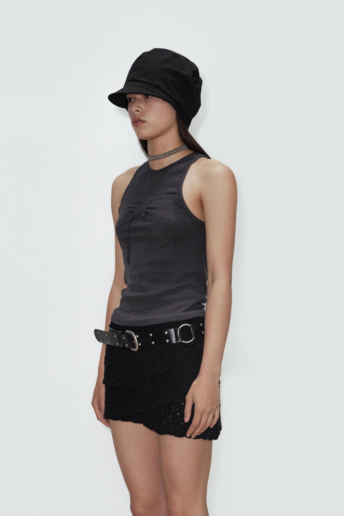 cerric - TWO RING RIVET BELT / BLACK