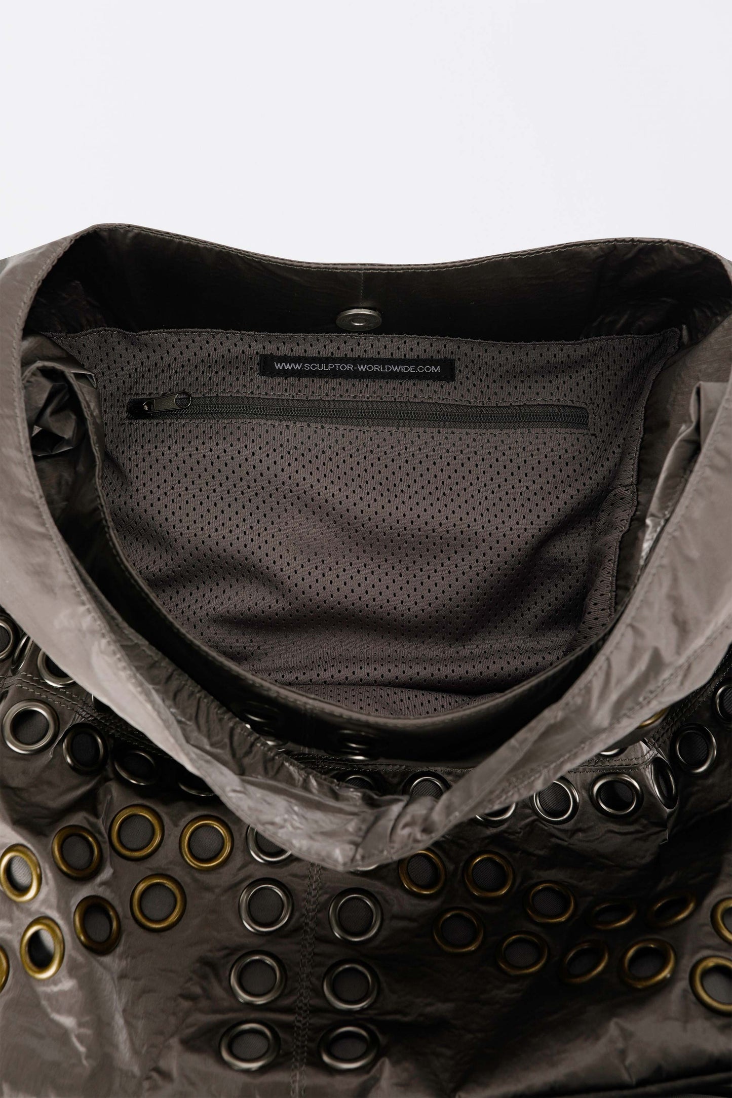 Sculptorpage - Stud Metallic Hobo Bag Gun Metal