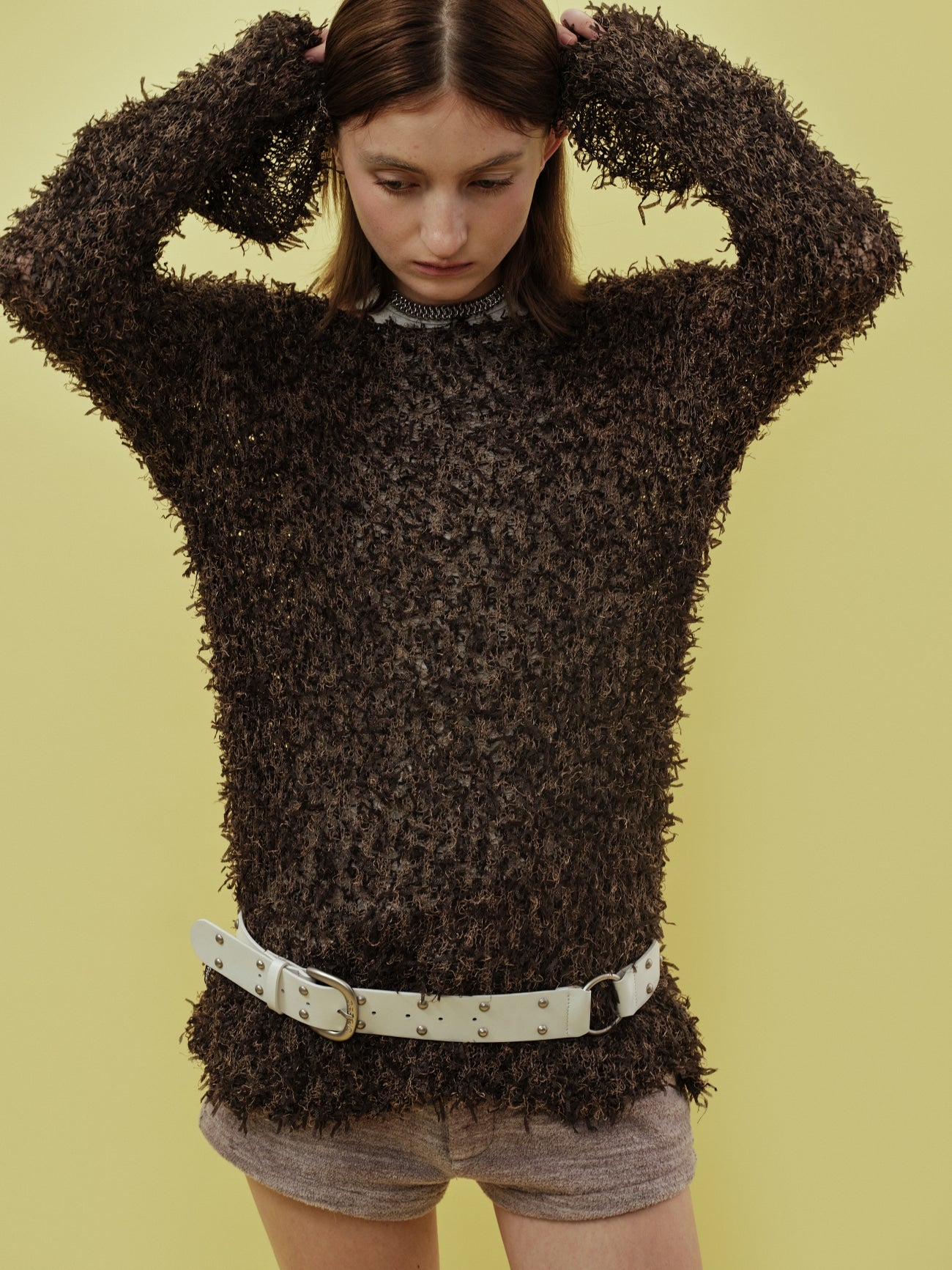 cerric - TWO RING RIVET BELT / WHITE