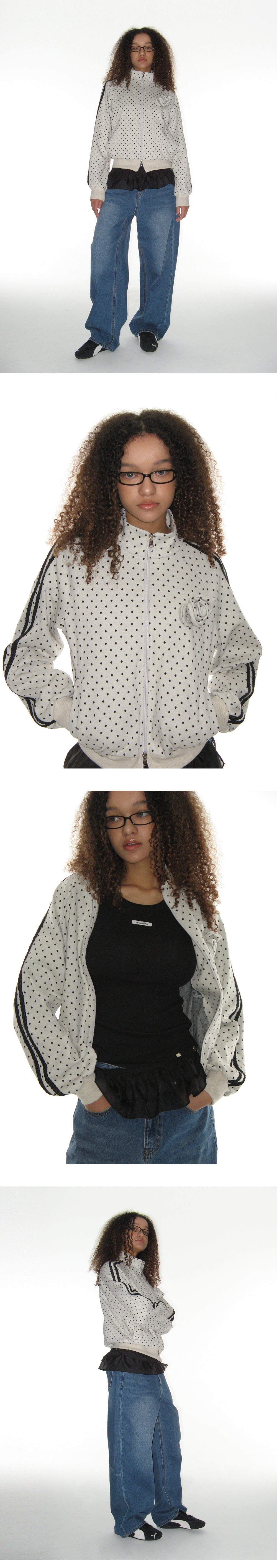 crank-ROSE DOT TRACK JACKET( BLACK / NAVY /OATMEAL )