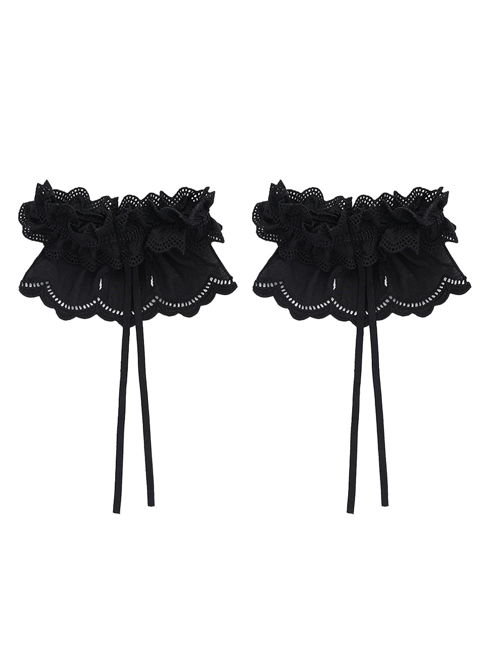 crank-COTTON FRILL SHOE COVER_ (WHITE / BLACK )