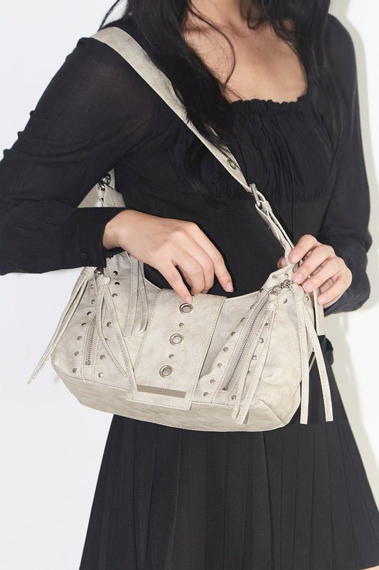illigo - Leaf Eyelet Shoulder Bag Beige