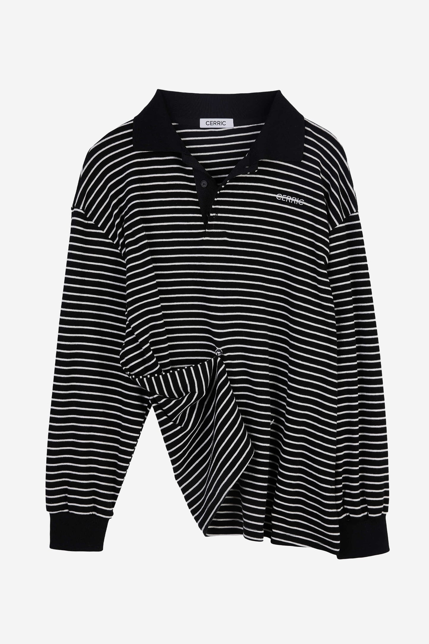 cerric - STRIPE BUTTON PINCH TOP / BLACK