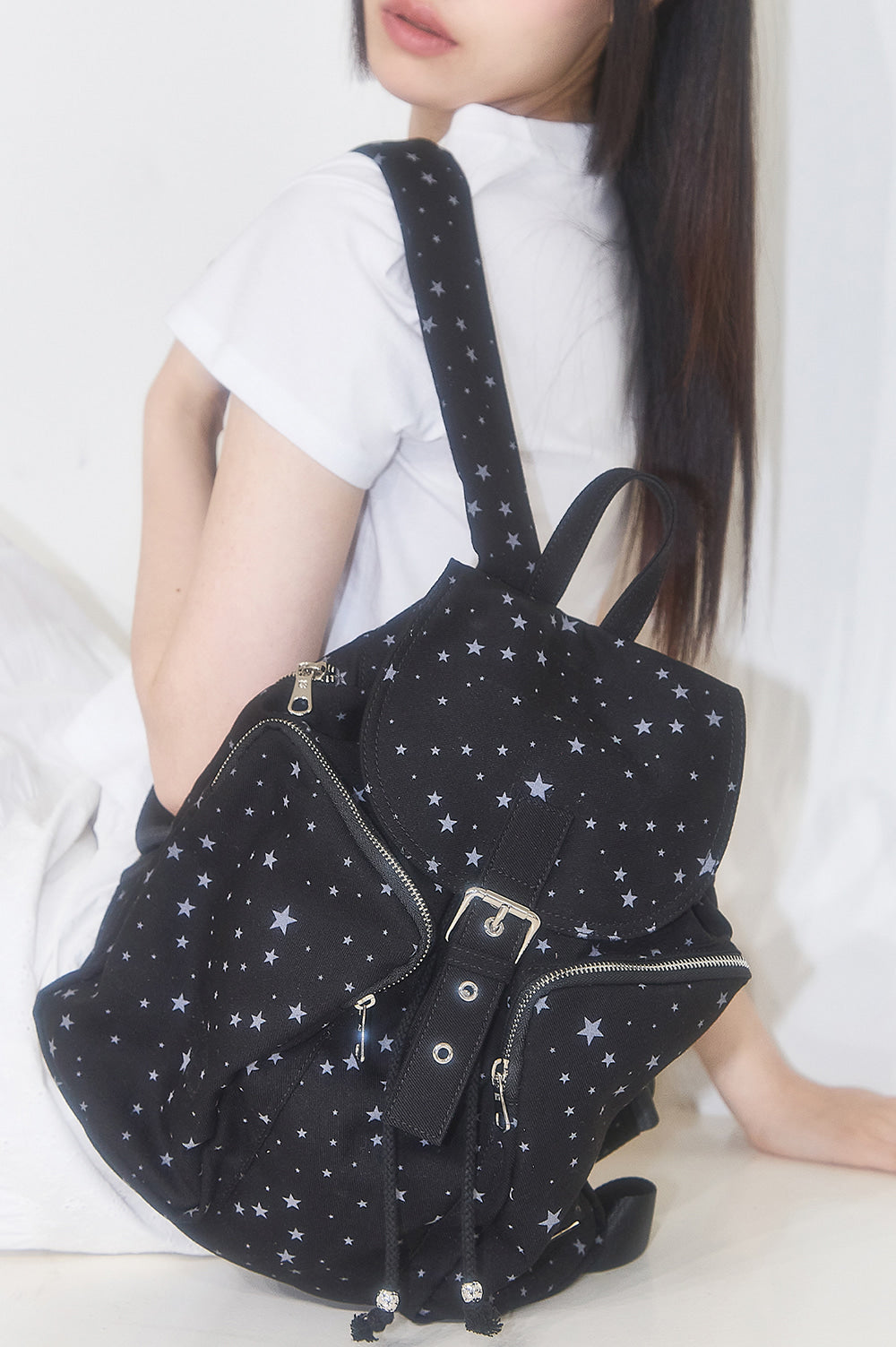 illigo - Pattern Buckle Backpack Star Black