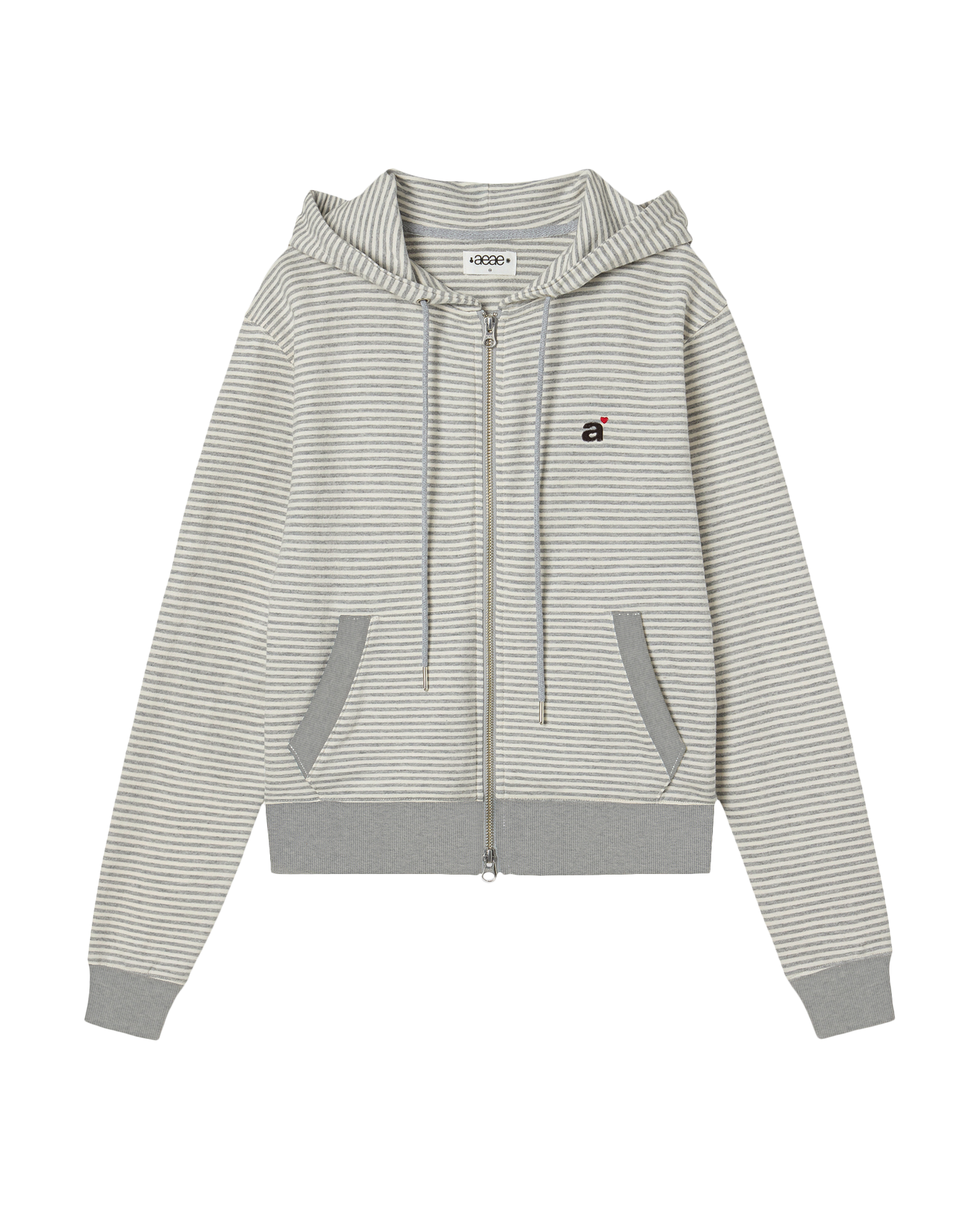 トップス aeae STRIPE SMALL LETTER HOOD ZIP UP aeae-STRIPE SMALL LETTER HOOD ZIP UP [ MELANGE GREY / BLACK