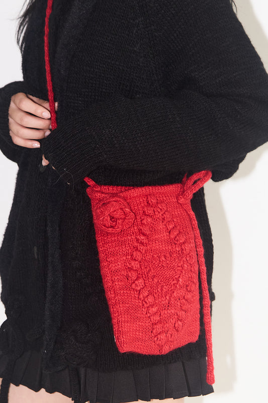 illigo - Fleur Diamond Knit Cross Bag Red