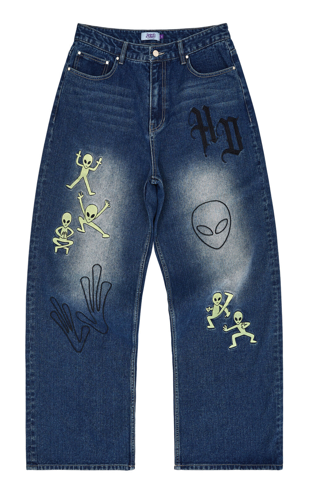 HOODHOOD - HD Alien Multi-Embroidery Denim Pants Deep Blue