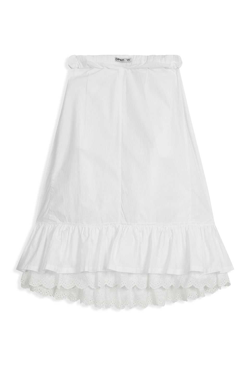 OPENYY - ROLLED WAIST TIERED SKIRT, WHITE