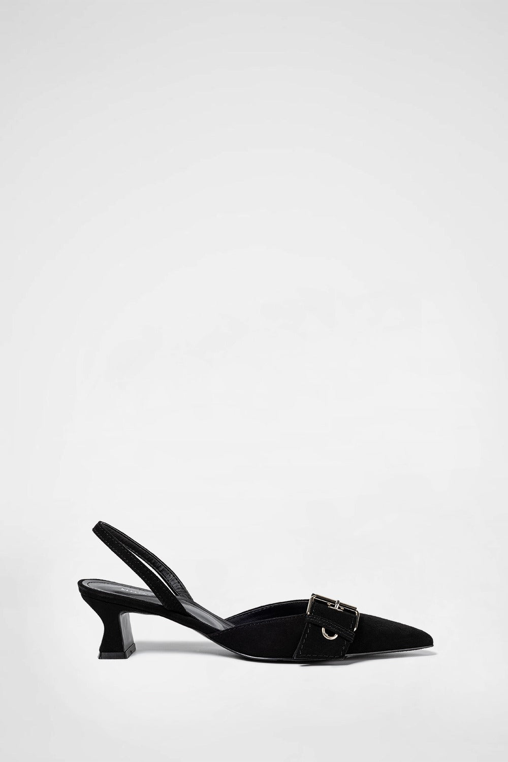 KHIHO - POINTED BUCKLE SLINGBACKS / BLACK SUEDE