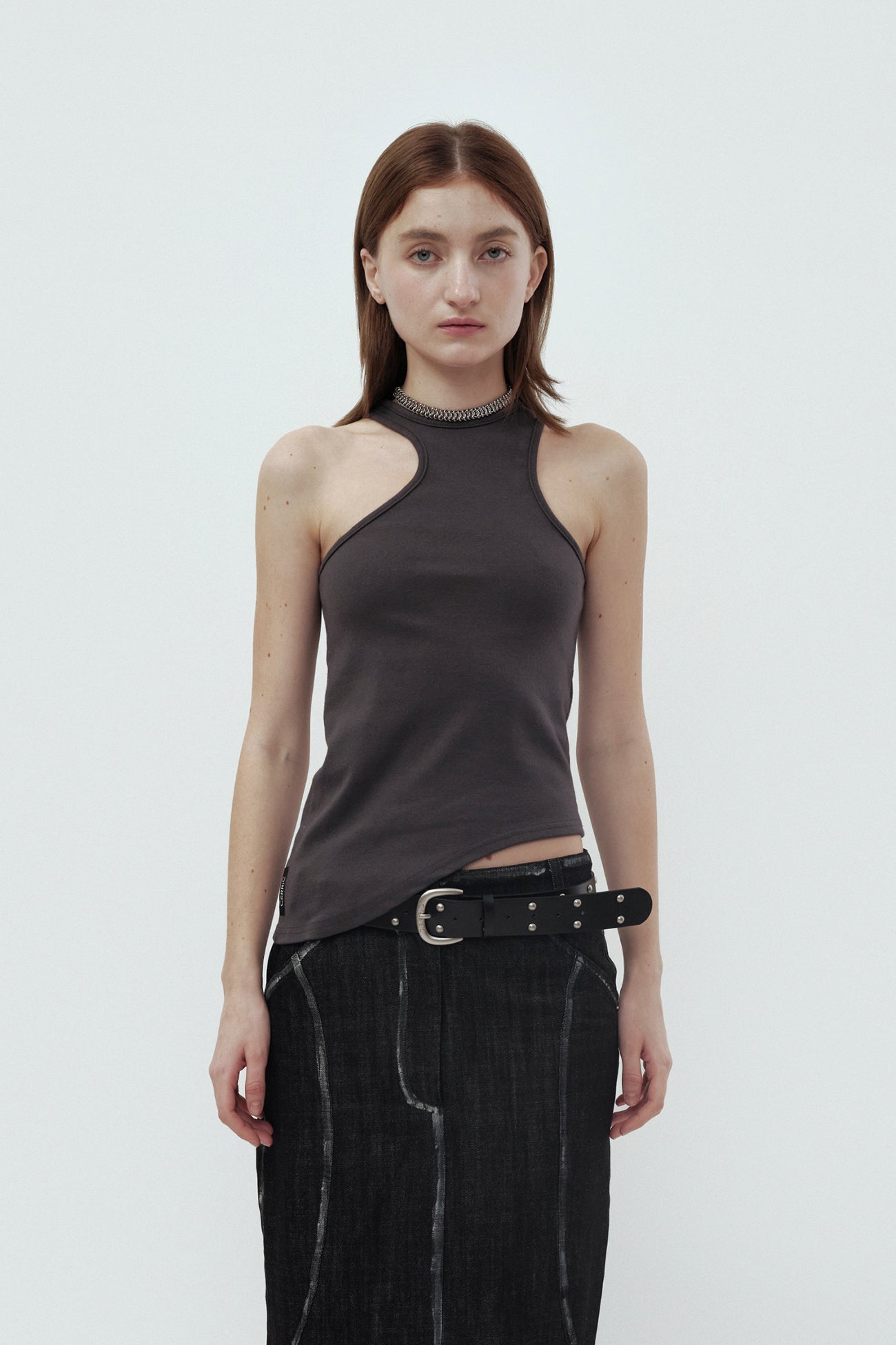 cerric - TWO RING RIVET BELT / BLACK