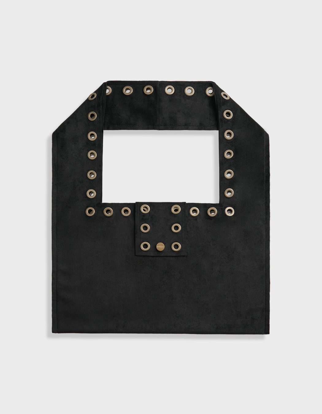 Polysooem - EYELET SUEDE SHOULDER BAG, BLACK