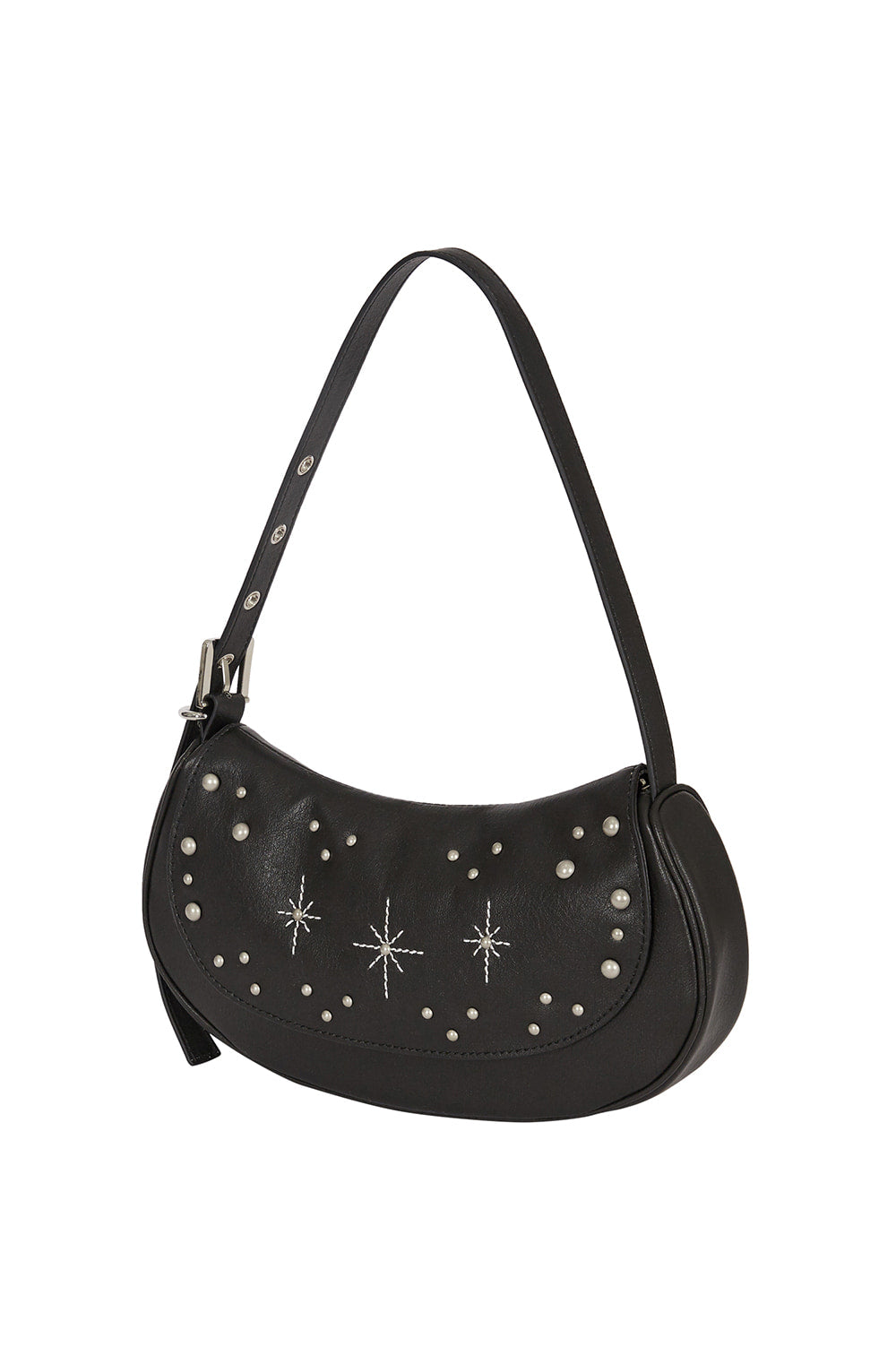 illigo - Stud Ornament Hobo Bag Black