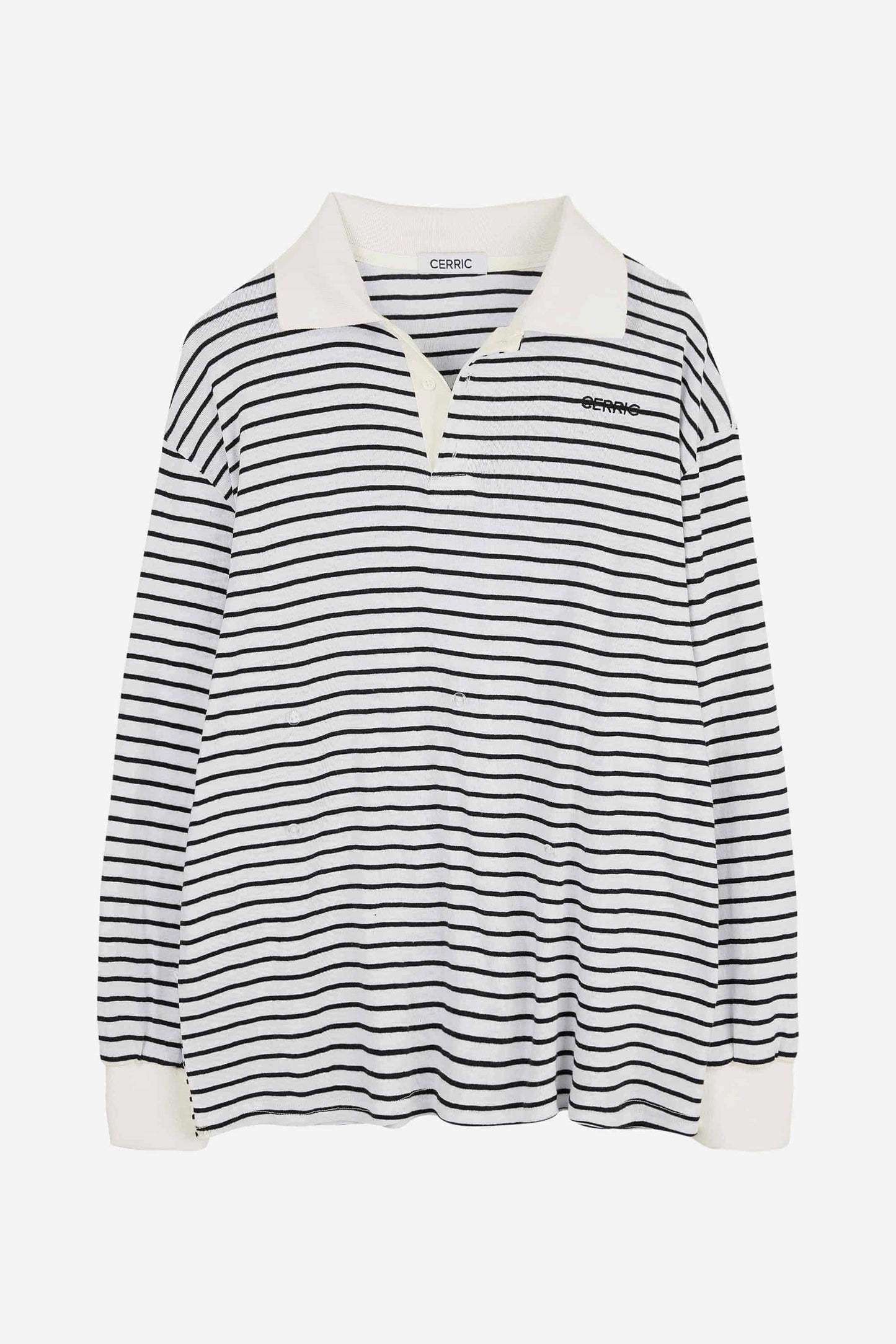 cerric - STRIPE BUTTON PINCH TOP / WHITE