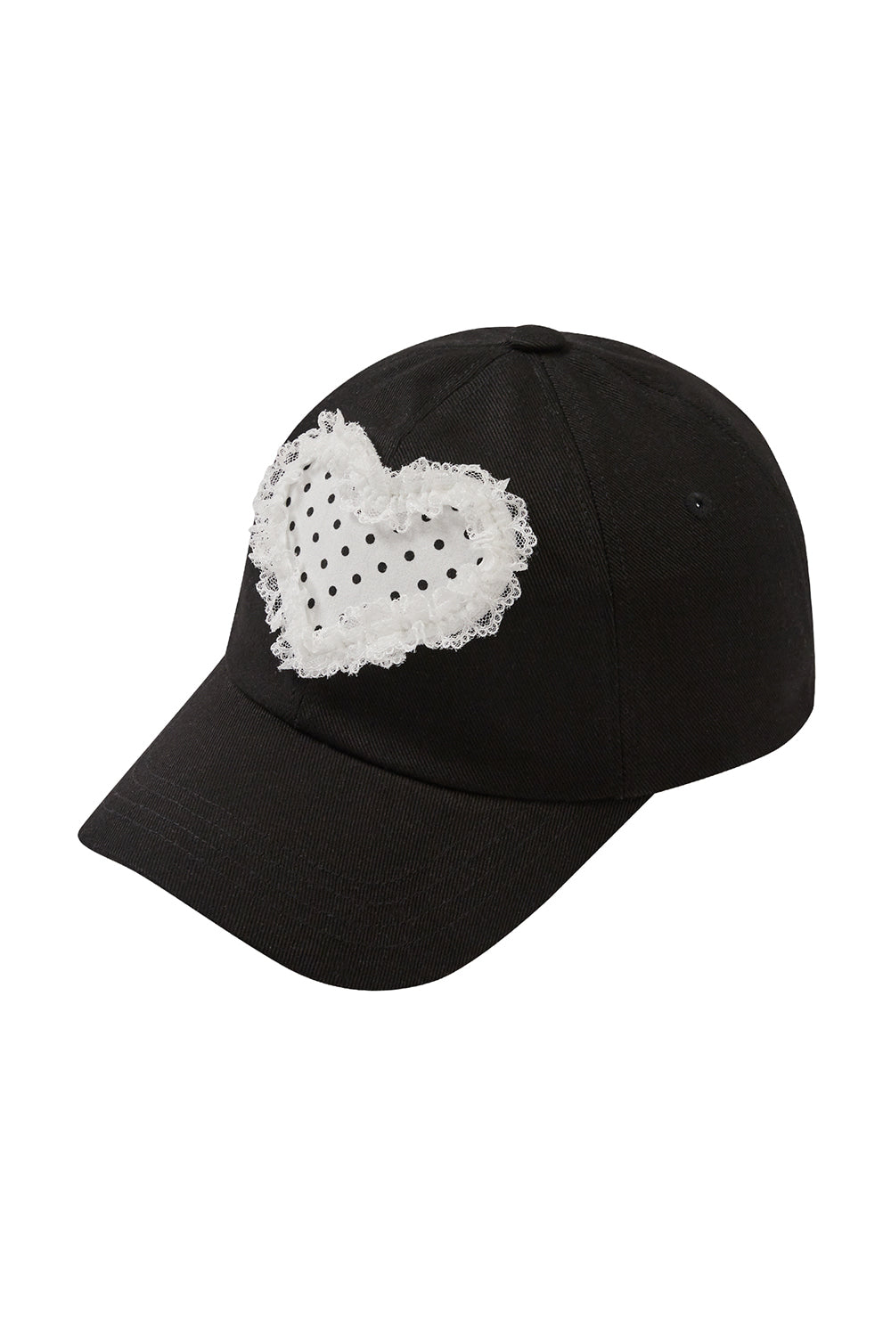 illigo - Lace Heart Dot Ball Cap Black
