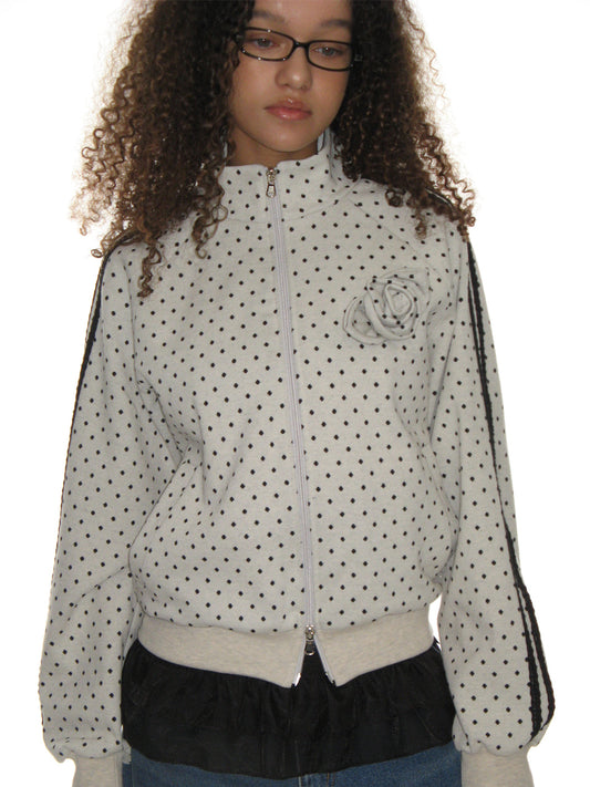 crank-ROSE DOT TRACK JACKET( BLACK / NAVY /OATMEAL )
