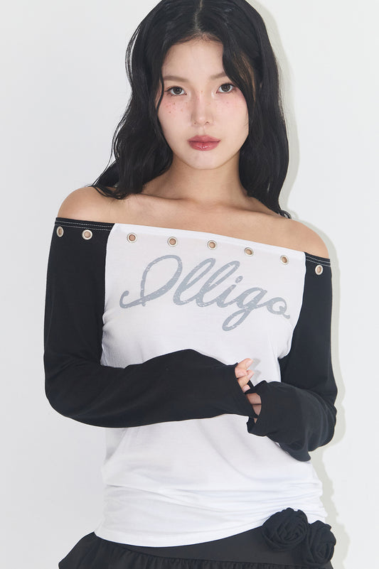 illigo - Raglan off-shoulder long sleeve black
