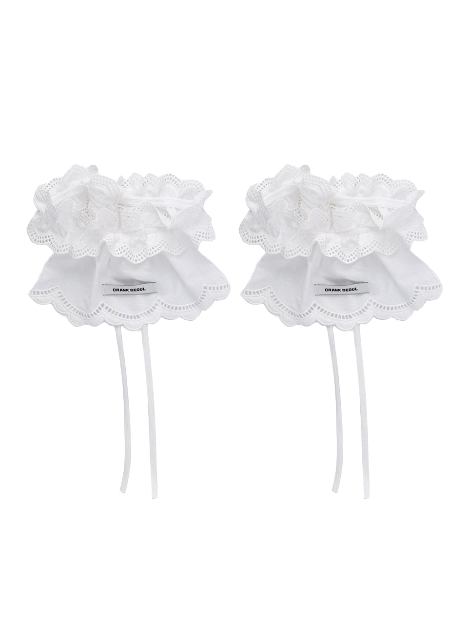 crank-COTTON FRILL SHOE COVER_ (WHITE / BLACK )
