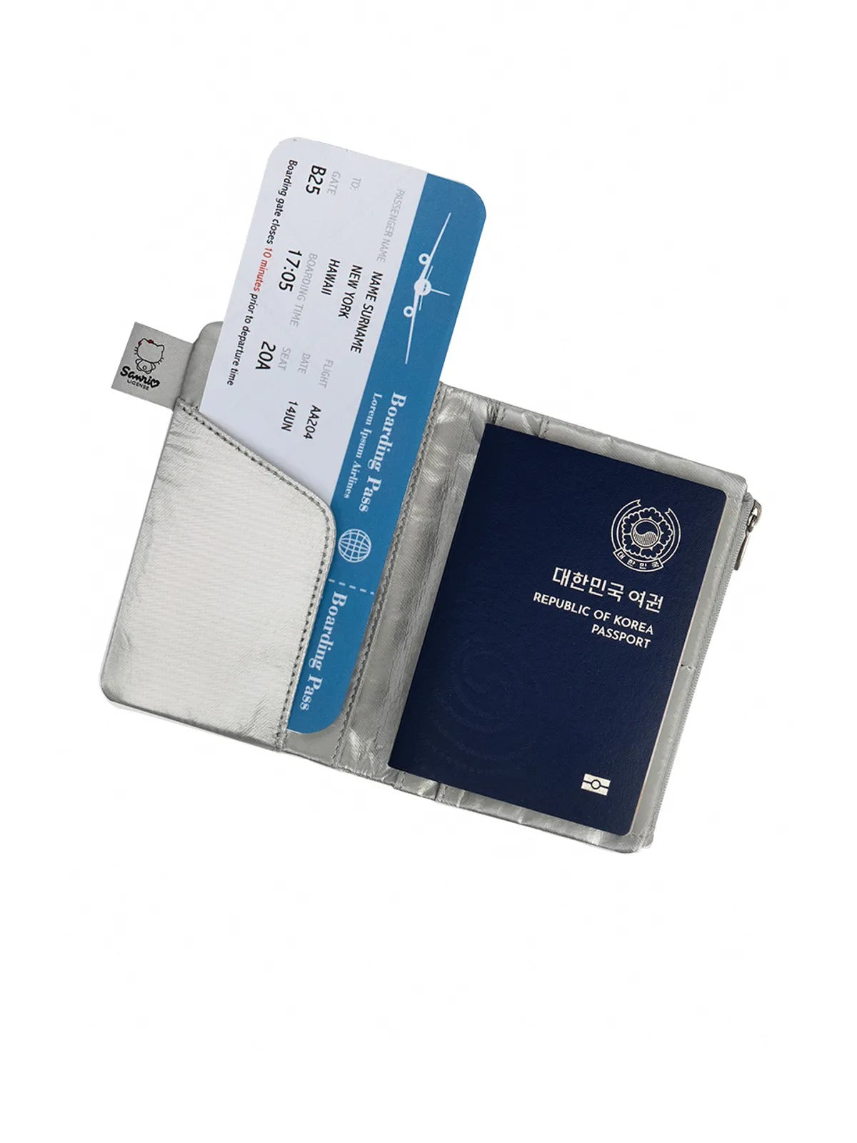 Sleek Travel Wallet Hello Kitty Silver