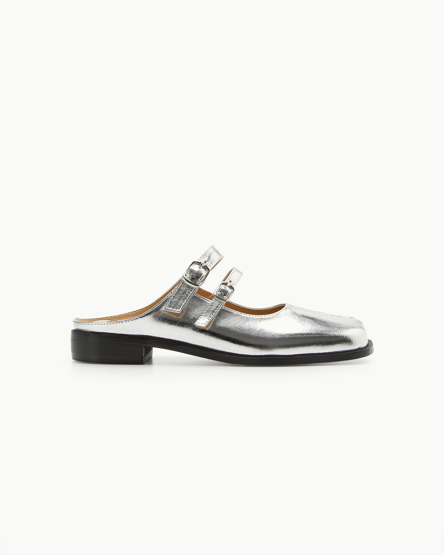 PAES - Double Buckle Mule / Silver